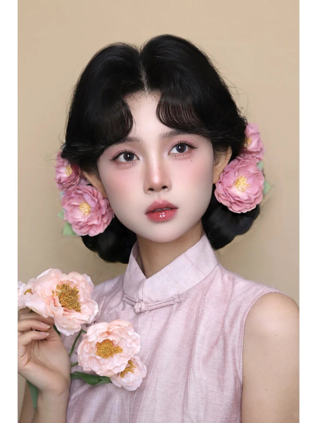National style peony makeup: cherry-blossom: