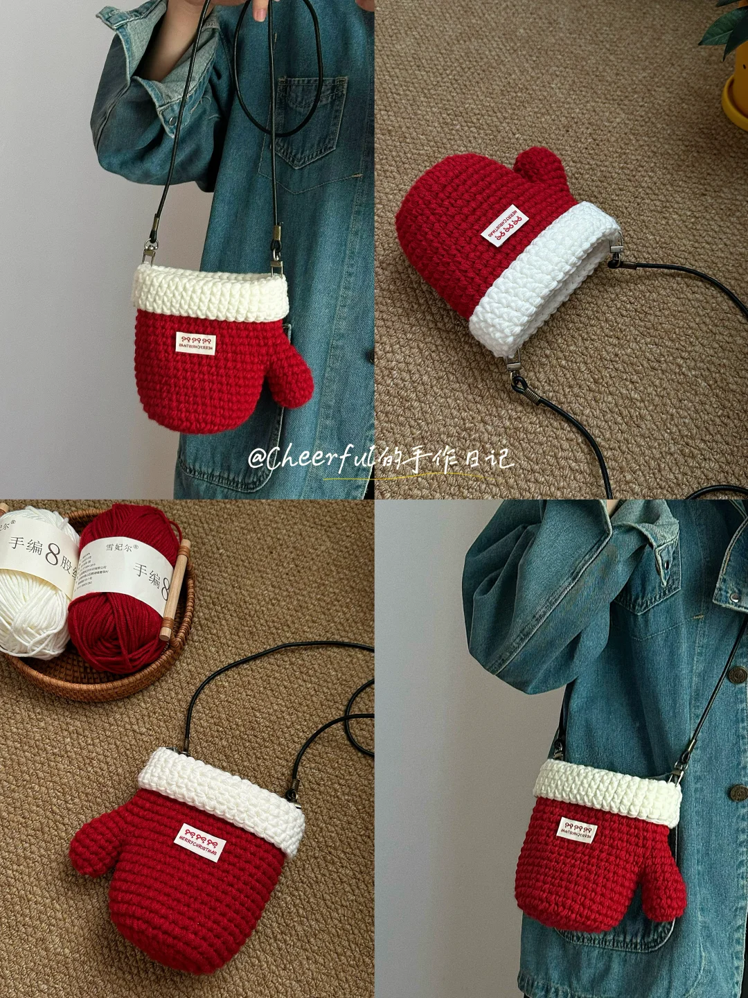 ♥️ A cute Christmas glove crossbody bag with illustration
