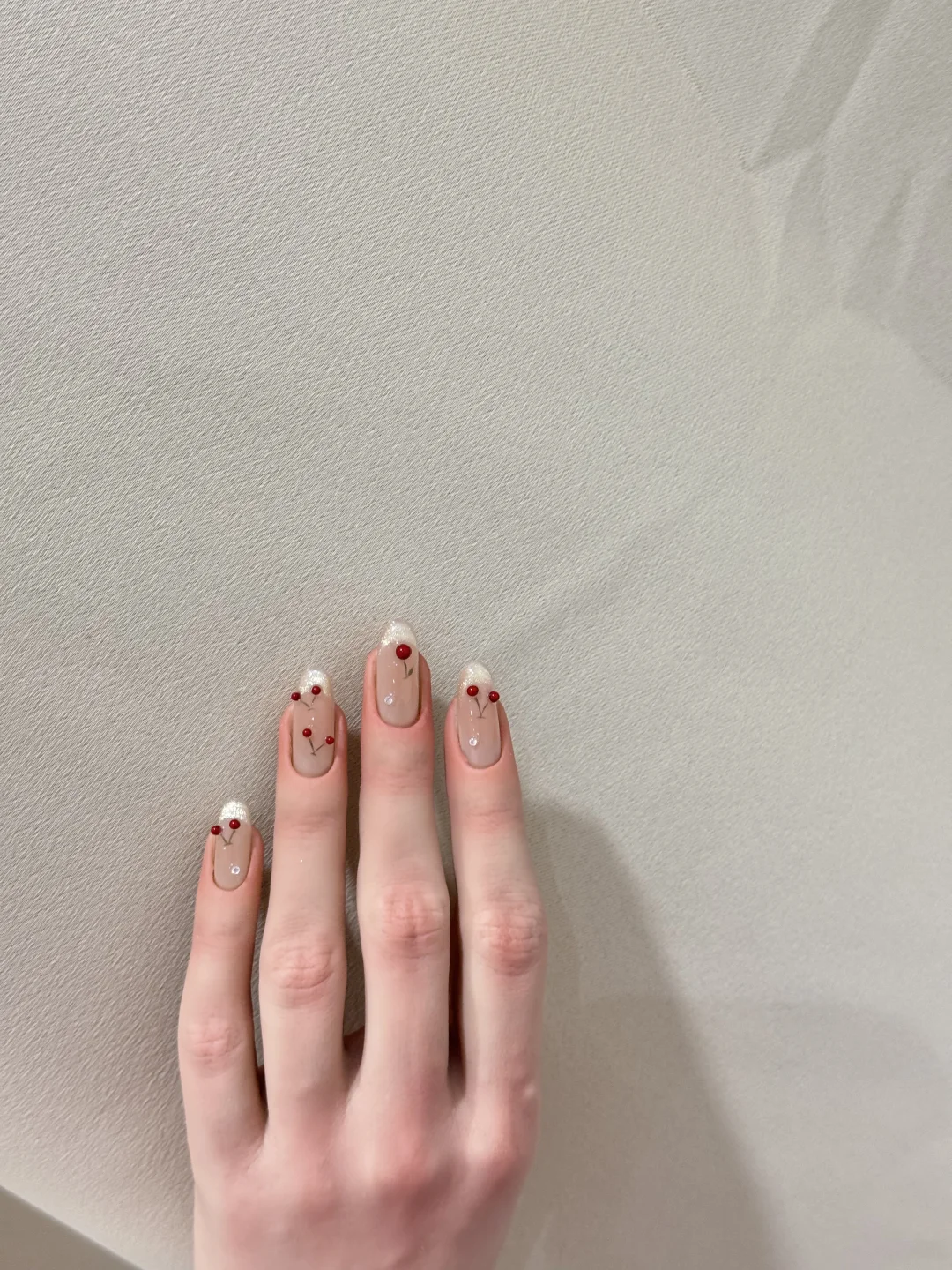 Cute cat eye whitening cherry nail art 🍒: sparkles: