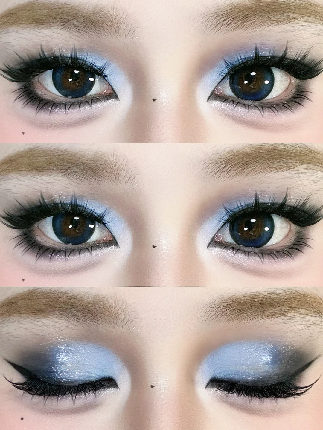 🦊🧊 Fox style ice blue cut and contrasting smoky makeup! [Attached Tutorial]