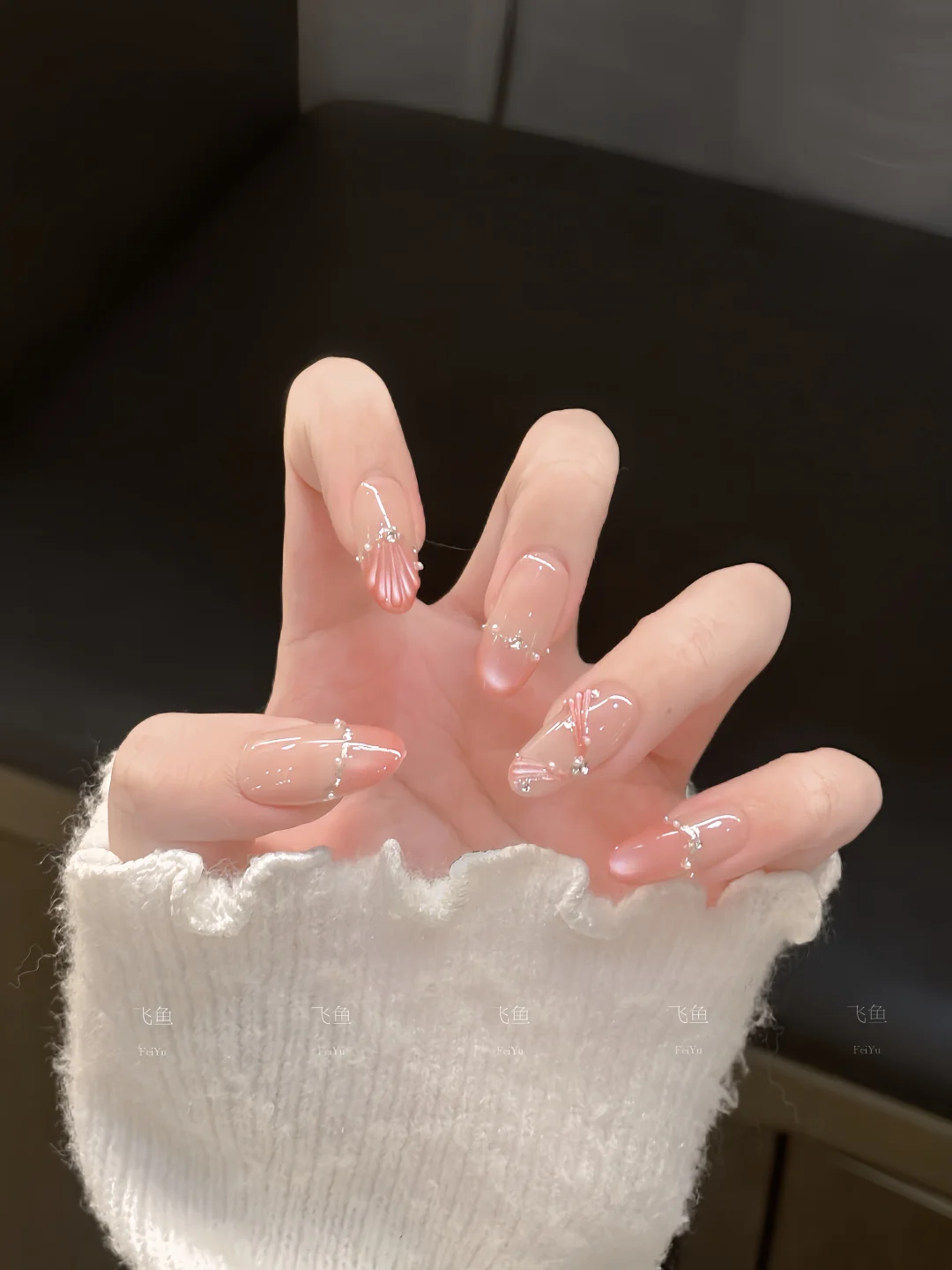 · Nail Share | Pink Mist Peach 🍧 French Cat Girl