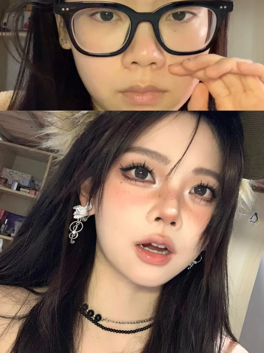Rise up with Asian cool face and cute makeup! My roommate praised me for my makeup on camera
