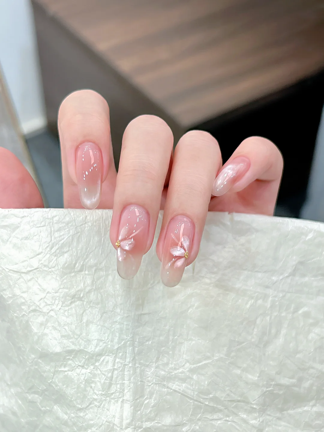 Nail: cherry_blossom: gentle and simple powder blusher cat eye flower nail enhancement in autumn and winter