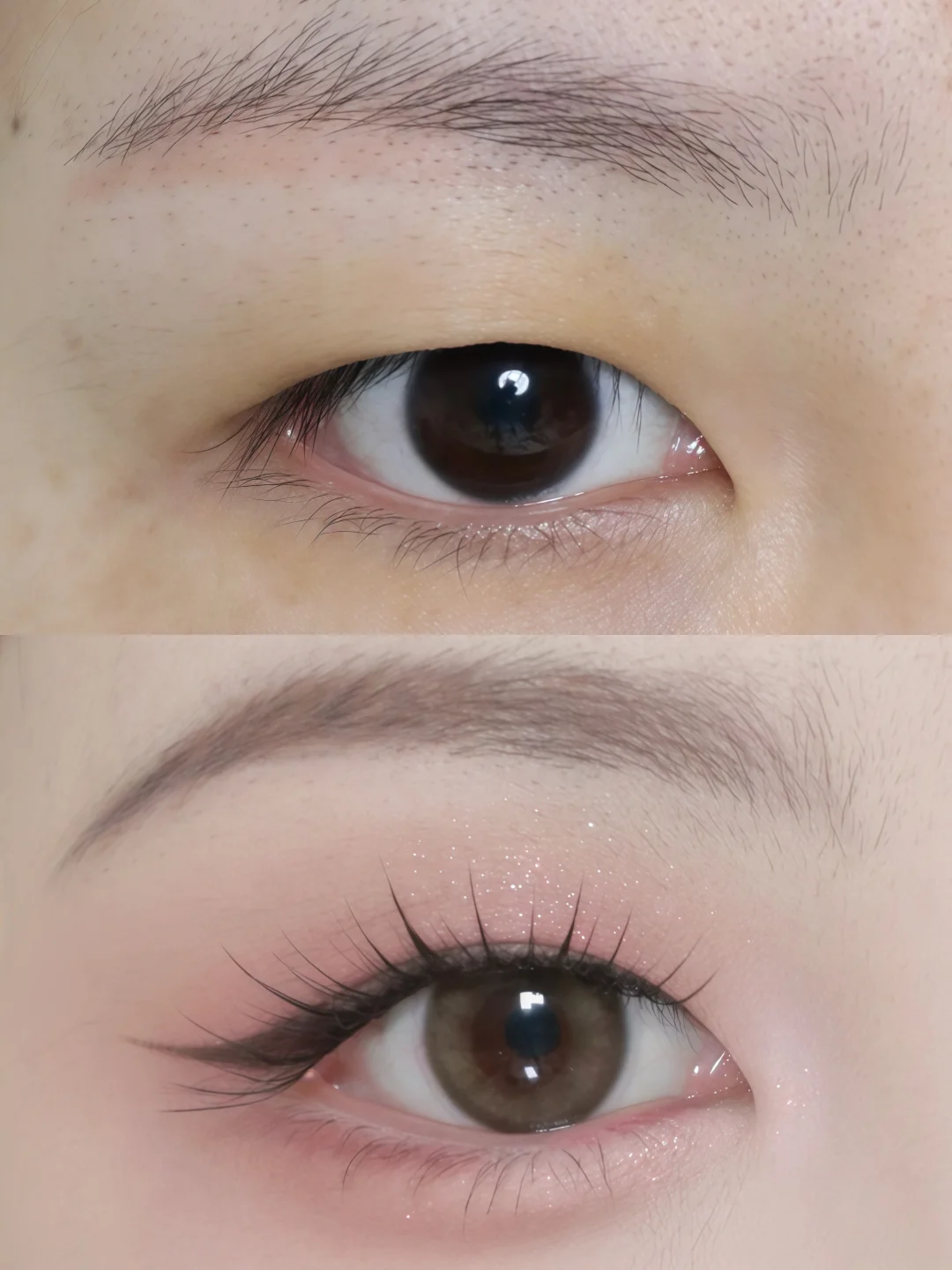When applying winter first love pink brown eye makeup with single eyelids: ribbon:
