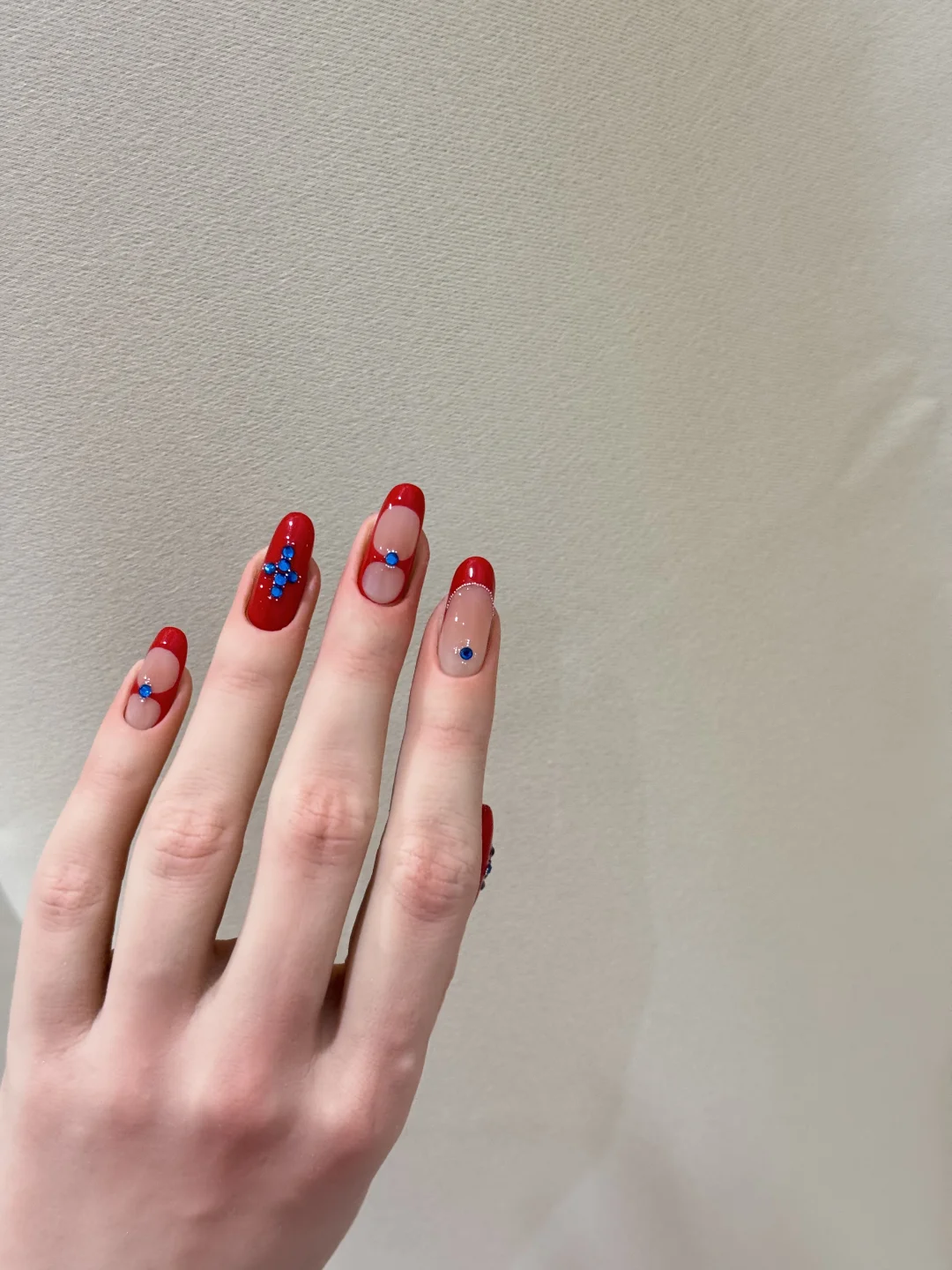 New Year red temperament French retro love nail art ❣️