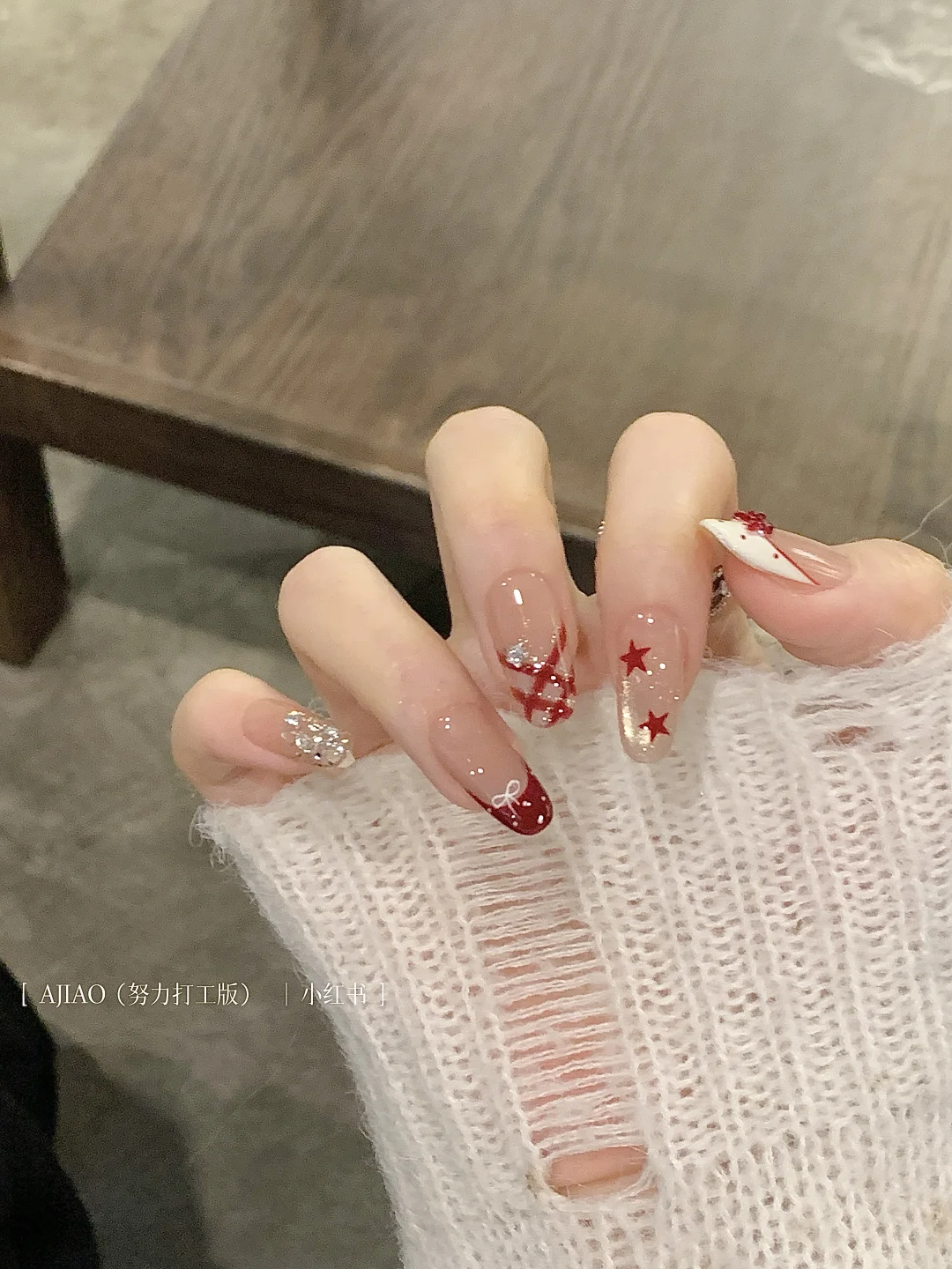 Nail♡♩新年爆闪猫眼法式:sparkles:星星波点敲好看