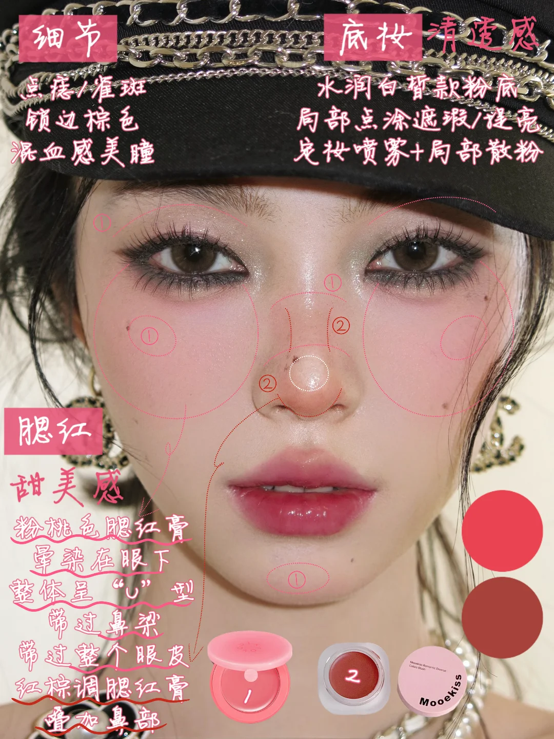 Makeup Analysis | Korean Berry Smoked Makeup Teaching: Sparkles: Sweet and Cool Gold Feeling