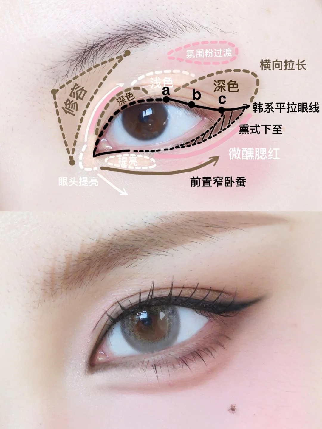 Novice 0 foundation! Light face and practice! Horizontal Big Eyes Korean Light Smoked