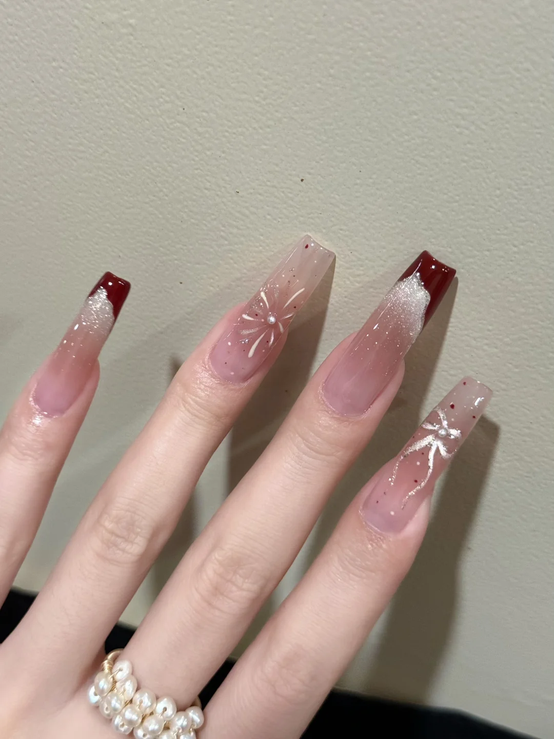New nail art look ♡♩ "Christmas red brown" ♥️ Ins Korean atmosphere: sparks: