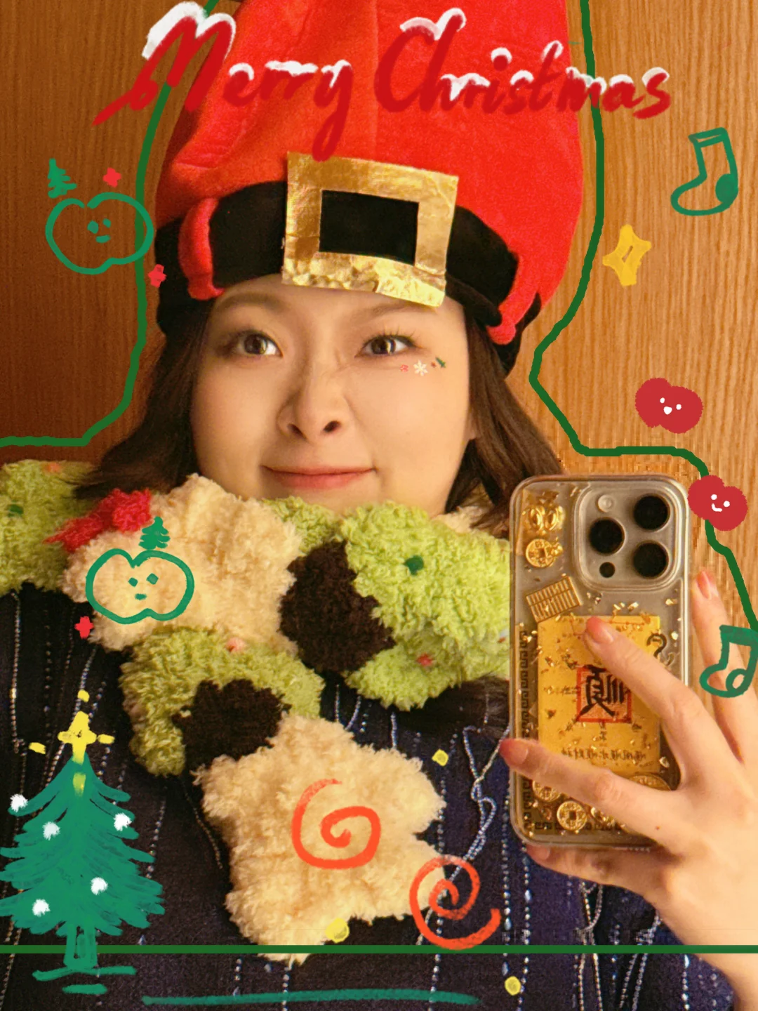 Round faced spicy mom's Christmas makeup