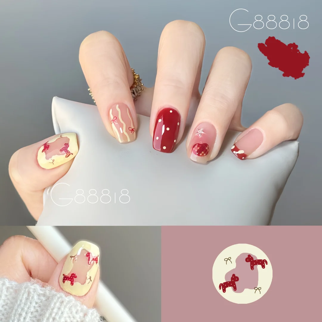 New nail enhancement: ribbon: polka dot pony bow powder blusher nail
