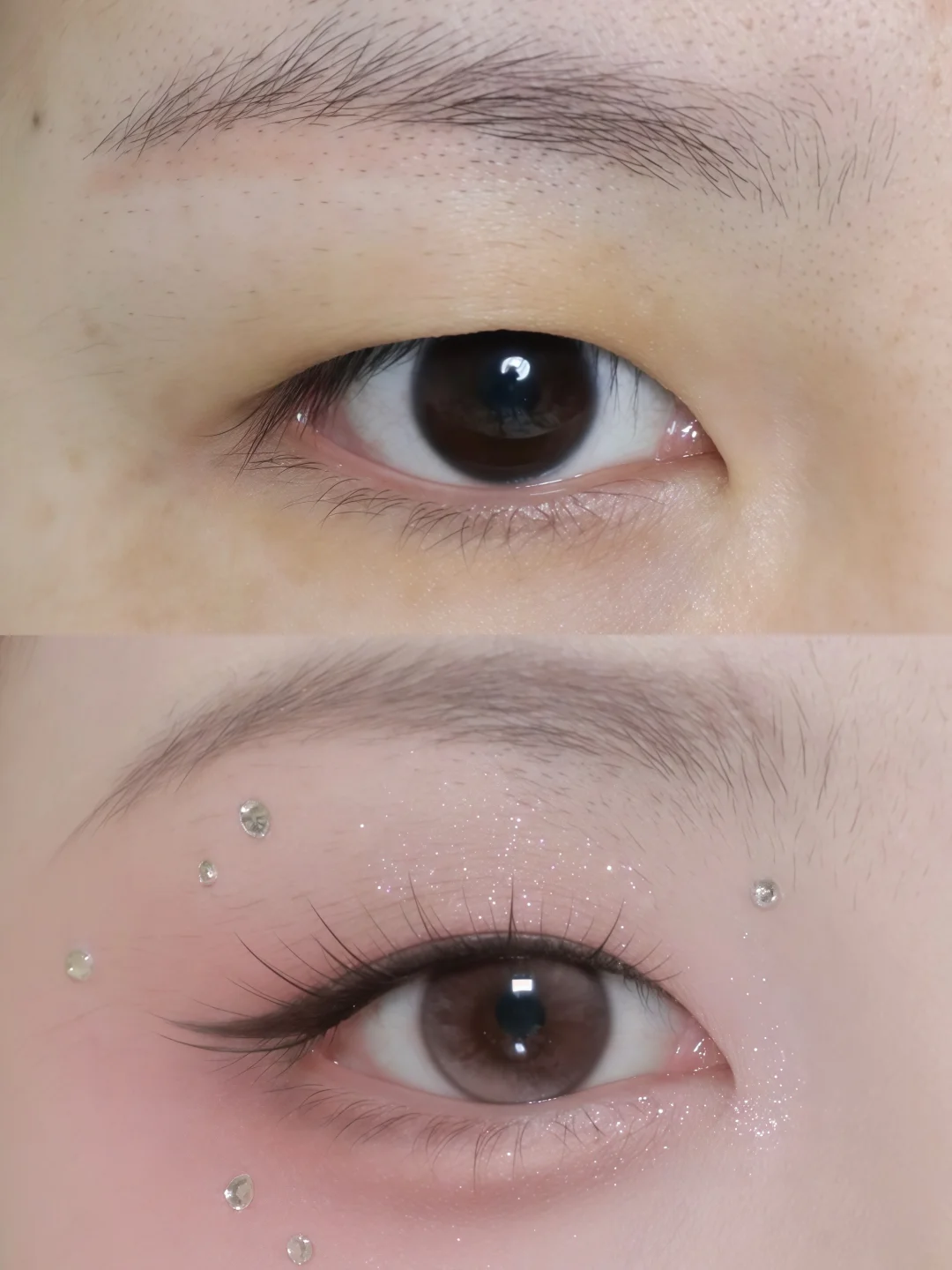 When single eyelid painting Christmas broken diamond plain water eye makeup 🥂: sparkles: