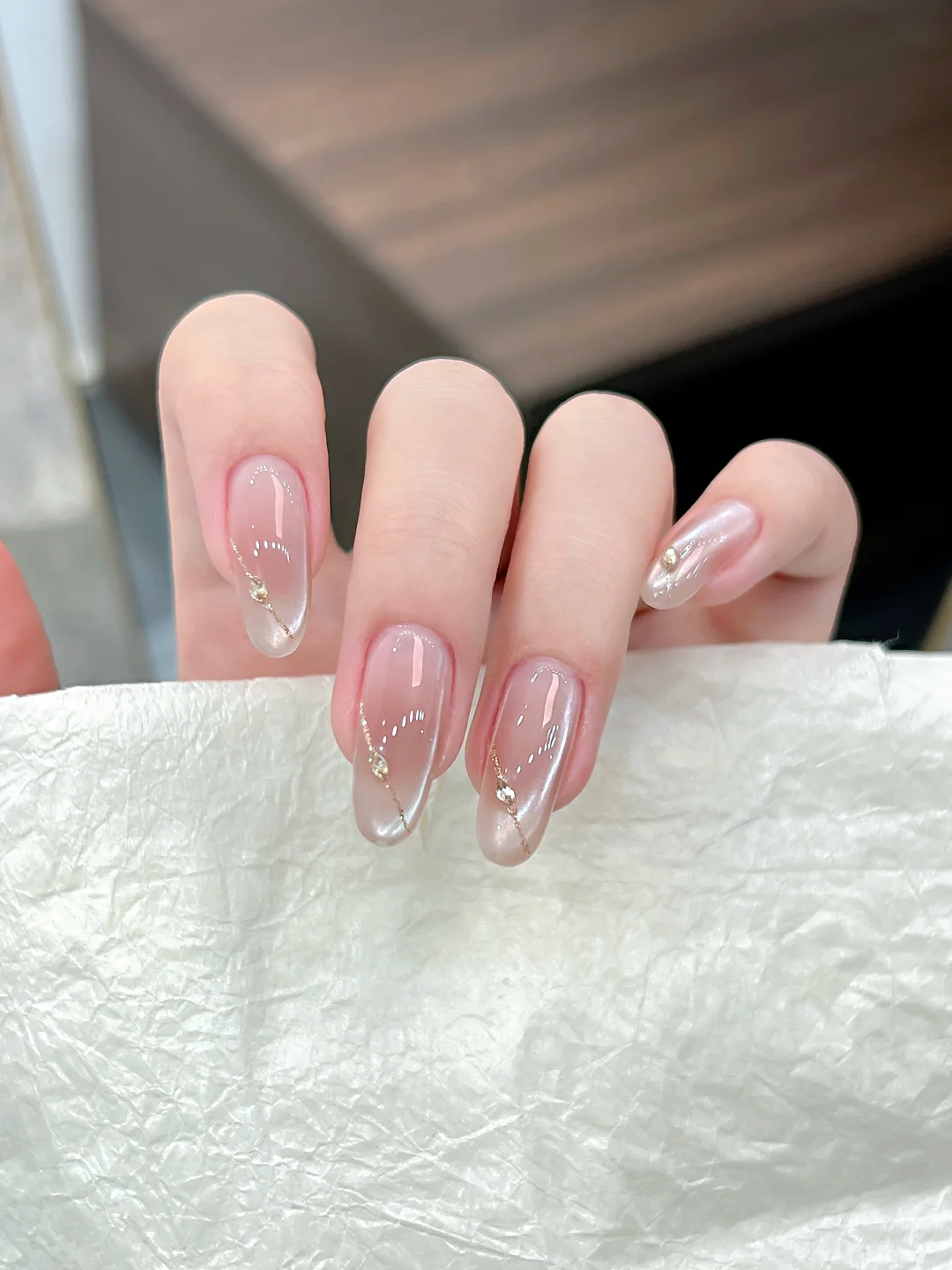 Nail 🫧 Autumn and Winter Temperament powder blusher Simple Cat's Eye French Platinum Gel Nail
